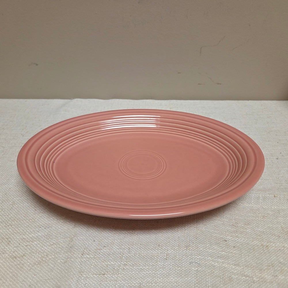 Fiesta HLC USA Oval Serving Platter Rose Pink Coral Ceramic Dinnerware 11.5 inch